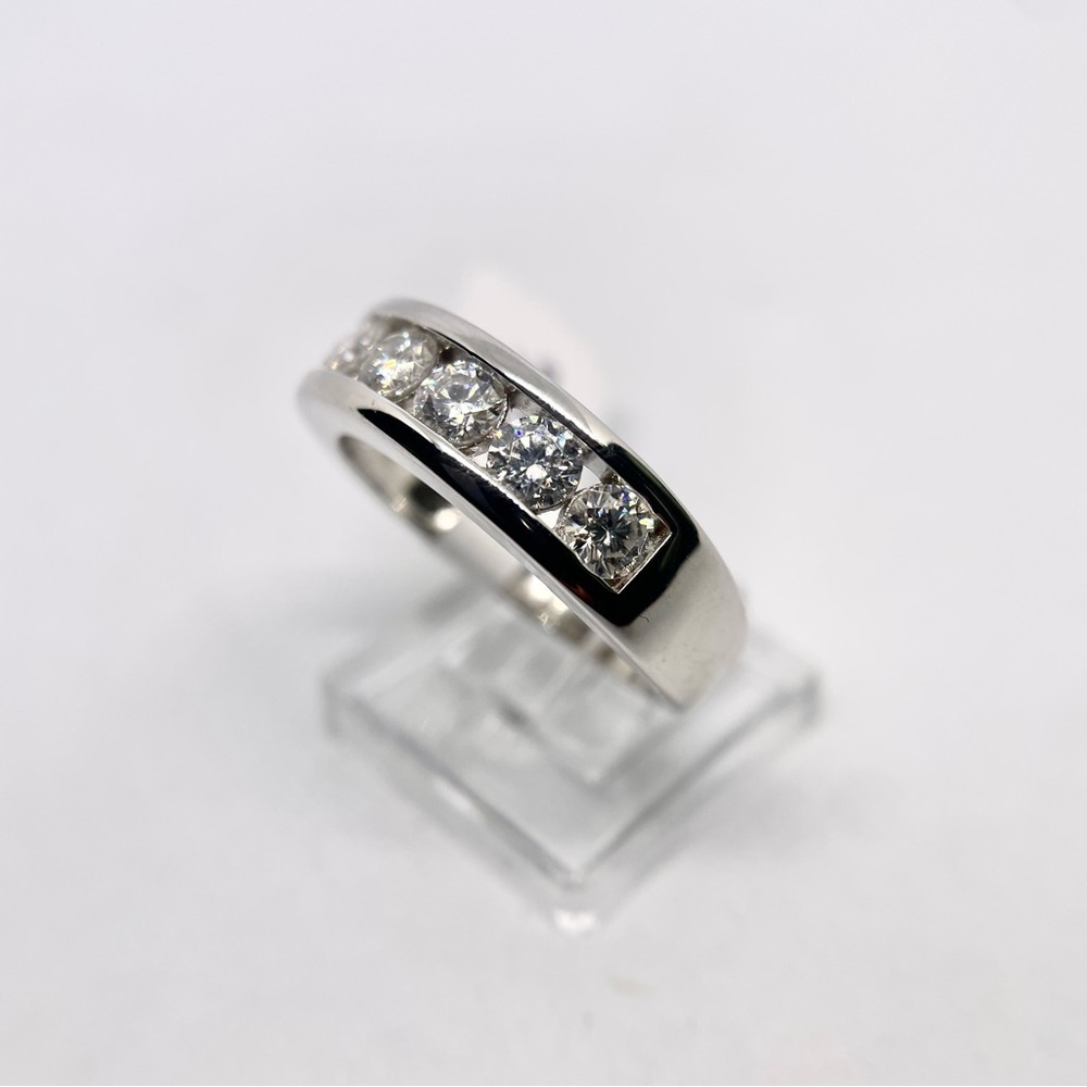 Mens 7 Stone Moissanite Band Anniversary Ring Wedding Band 925 18K GRA - Picture 6 of 10